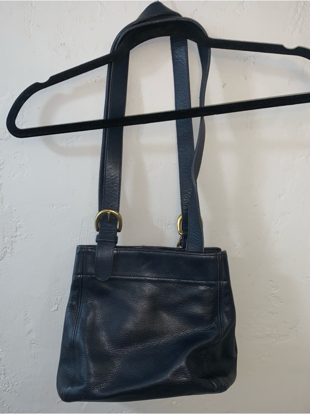 Coach Vintage Waverly SoHo Buckle Bag Shoulder Purse Navy Blue Brass Gold Tone! - Picture 2 of 16